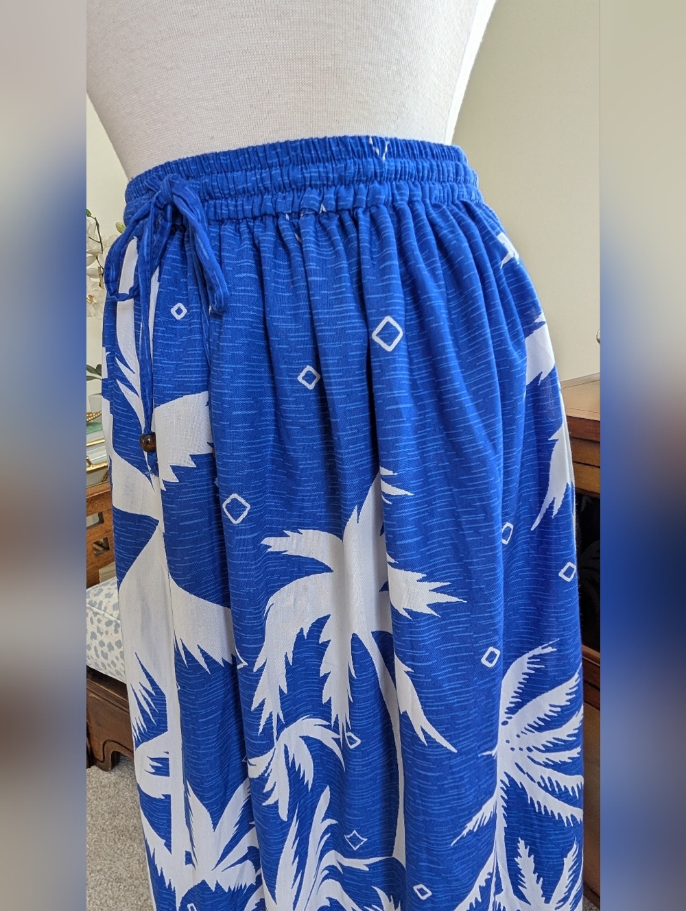 Blue Palm-Print Maxi Skirt - Picture 3 of 3